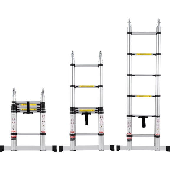Adjustable 12.5FT RV Ladder – Telescoping A-Shape Design with Sturdy Stabilizer Bar