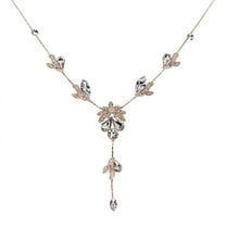 Faship Clear Crystal Necklace Earrings Set