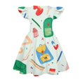 thumbnail image 4 of Grblisyd Dresses for Girls Back to School Pencil School Bus Print Dress Summer Flutter Sleeve A Line Dresses Outfits 7-8T, 4 of 4