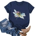 thumbnail image 4 of Hauts d'Été pour Femmes, Blouses Décontractées Élégantes 2024, T-Shirts Mode Décontractée Imprimé Col Rond Manches Courtes T-Shirt Bleu, 4 of 5
