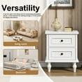 thumbnail image 3 of Eclife Set of 2 Nightstand 2 Drawers Wood Mid-Century Modern for Adult Bedroom, Retro White, 3 of 8