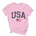 thumbnail image 5 of Lovskoo Women's Summer Tops Trendy Independence Day Printed Short Sleeved Round Neck T-Shirt Top Pink, 5 of 7