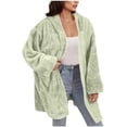 thumbnail image 4 of Men Hooded Cardigan Oversized Fuzzy Fleece Blanket Hoodie Jacket Plush Sherpa Winter Fall Coat Soft Outerwear, 4 of 7