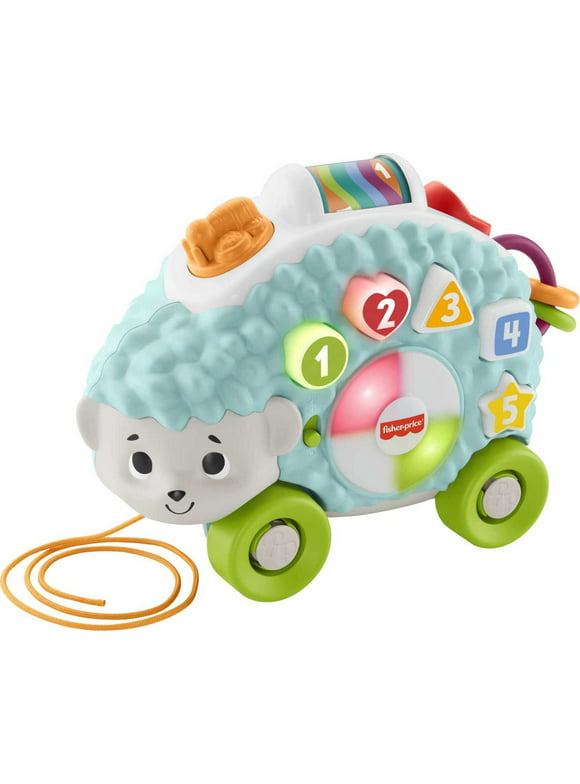 Fisher-Price Linkimals Happy Shapes Hedgehog Baby Learning Pull Toy with Lights & Music