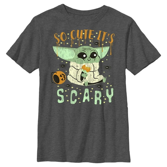 Boy's Star Wars: The Mandalorian Halloween So Cute It’s Scary  Graphic Tee Charcoal Heather Large