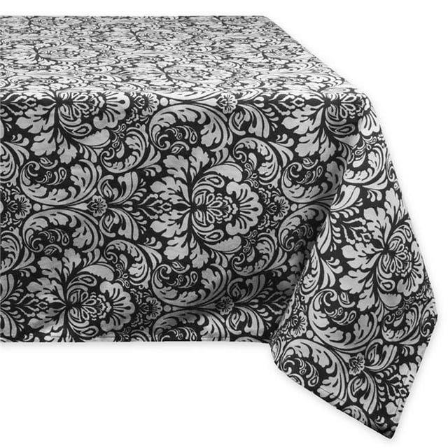 Design Imports CAMZ35274 60 x 120 in. Damask Tablecloth - Black