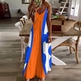 thumbnail image 4 of Blue And Orange Sleeveless Dress Loose Women's Dress Dresses Luxury Evening Dresses, 4 of 9