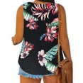 thumbnail image 4 of Womens Tops Summer Women Sleeveless Floral Printed Button Plus Size Tank Tops Loose Crew Neck Vest T Shirts Tunics Tee Plus Size Tops for Women, 4 of 6