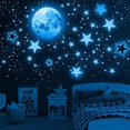 thumbnail image 1 of 1049 piezas Pegatinas de pared para niños Pegatinas de pared Luna y estrellas Adhesivo de pared luminoso fosforescente Autoadhesivo Bebé Niño Niña Niño Adulto Dormitorios Decoración de techo, 1 of 4
