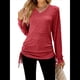 thumbnail image 1 of Camisetas para Mujer, Larga, Cuello en V, Básicas, Informales, Holgadas, Suaves, para Otoño. Rojo M, 1 of 10
