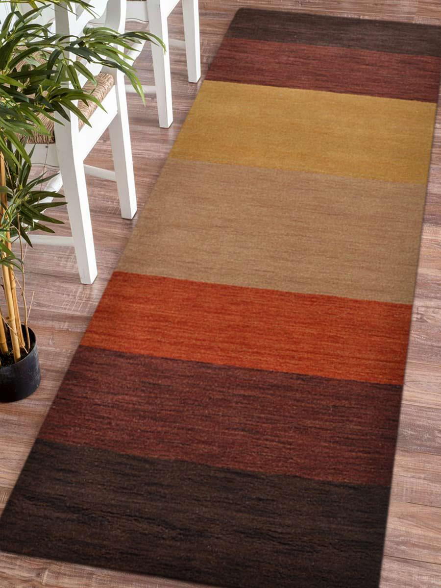 Rugsotic Carpets Hand Knotted Gabbeh Wool 2 6 X 10 Runner Rug Solid Brown Red L00098