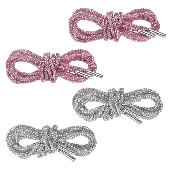 Uxcell 2-Pair Rhinestone Shoelaces 63" Crystal Cords for Sneakers White, pink