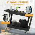 thumbnail image 6 of ChaoLink Large Heavy Duty 2-Tier Plastic Utility Cart with 360° Swivel Wheels – Flat Top Work Cart 45.8 x 25 Inch, Holds up to 550 Lbs, 6 of 9