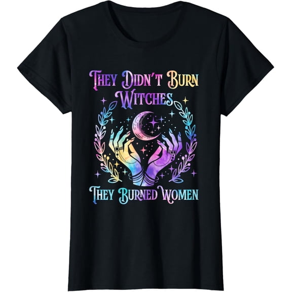 They Didn't Burn Witches They Burned Women Halloween Tie Dye T-ShirtMen and women, White Black T-shirt, size: Extra large S-1938XL