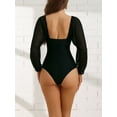 thumbnail image 3 of DARING DIVA Women's 1 Piece Cut Out Ring Plunge Neck Shirred Bikini XS Black, 3 of 6