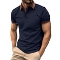 thumbnail image 2 of VgaVtl Short Sleeve Polo Shirts for Men Summer Striped Business Everyday Button Collared Casual Mens Shirts, 2 of 9