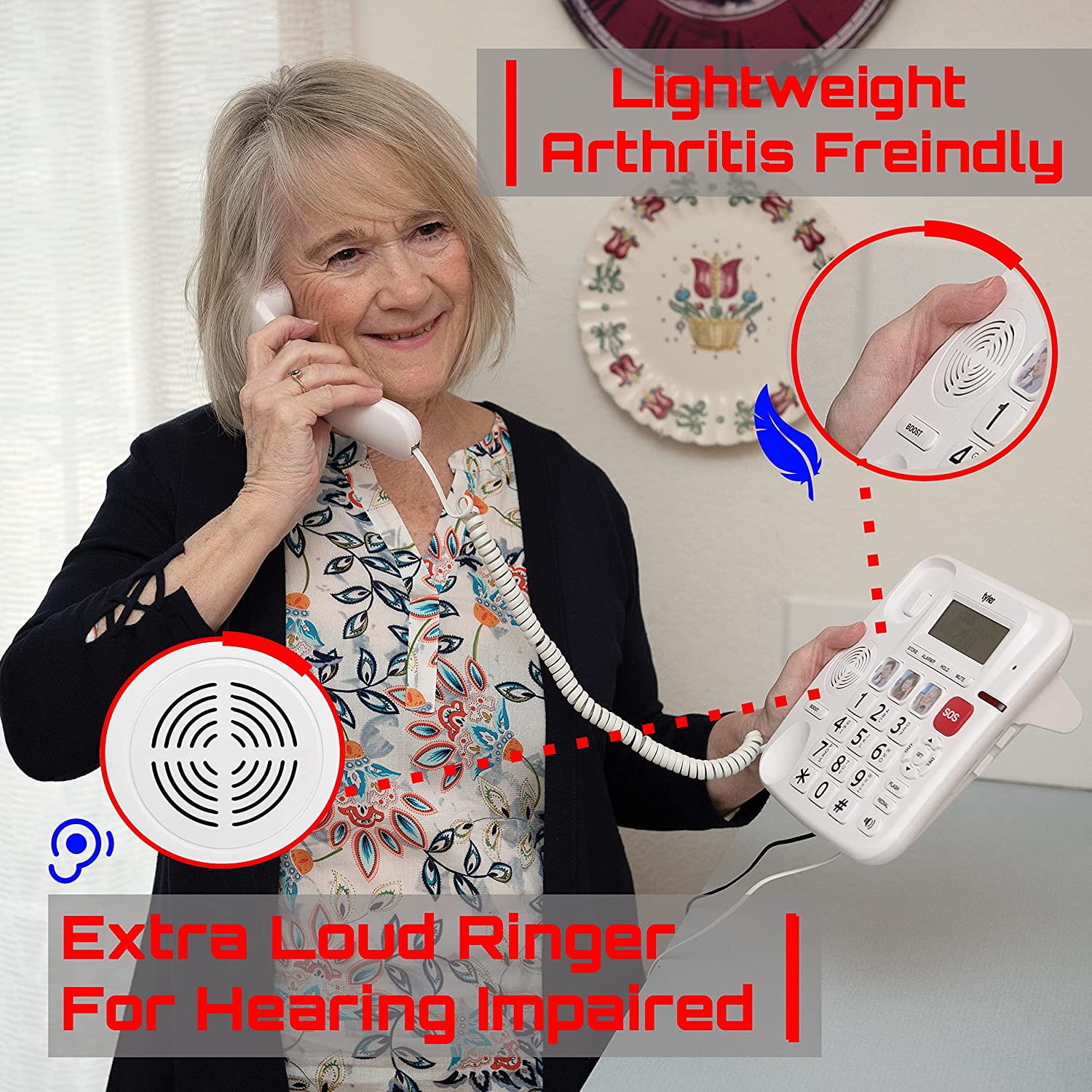 Buy Tyler Big Button Phone For Seniors Landline Phone Loud Ringer For