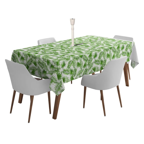 Vargottam Indoor/OutdoorTablecloth58x82 Inch RectangleTablecloth with Umbrella Hole and Zip- Waterproof PatioTableCloths- TableCovers for Backyard RectangularTable- White