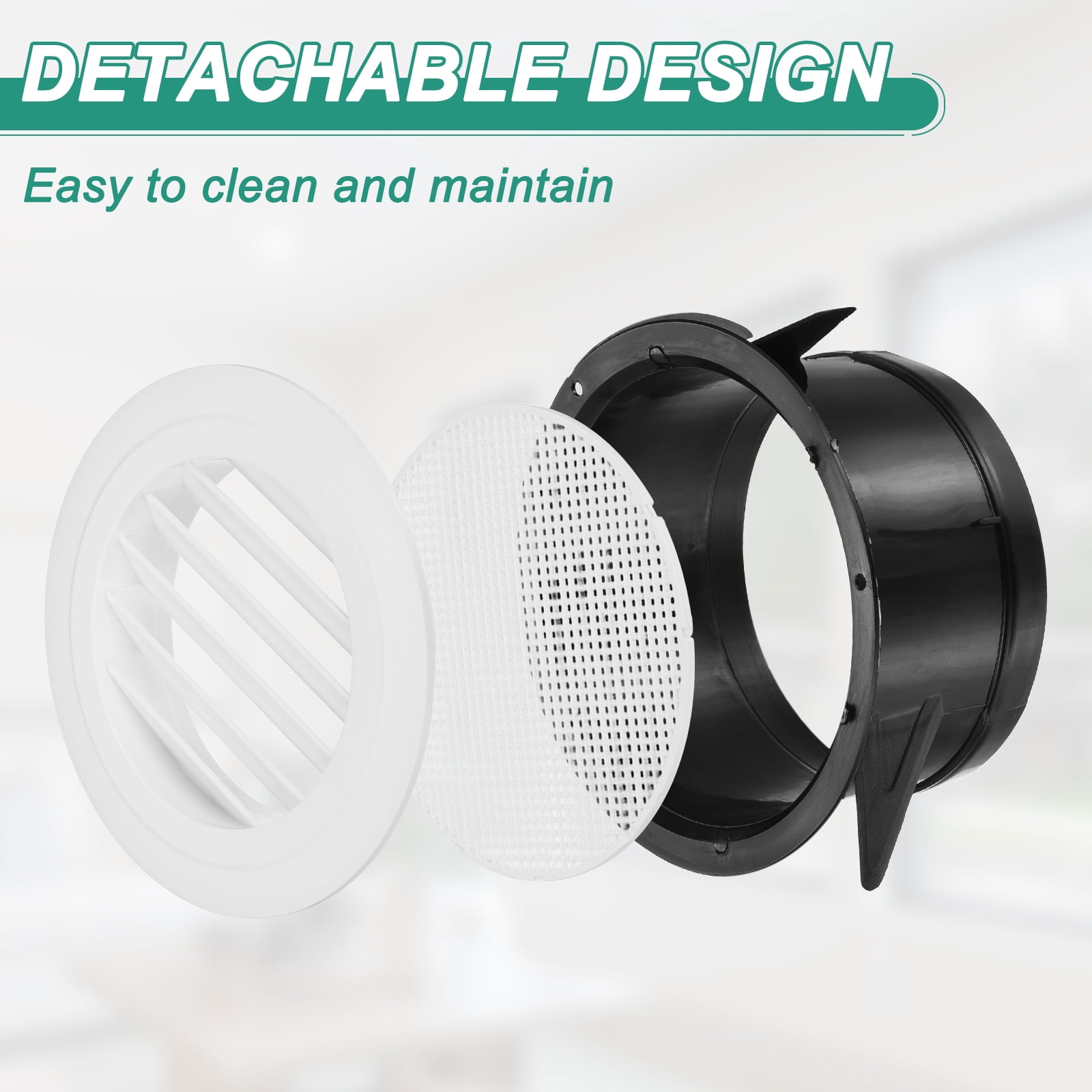 Uxcell 2pcs Soffit Vent 5" ABS Louvered Exhaust Vent Grille Cover Ceiling Diffuser with Built-in Screen Mesh for Home Bathroom Office Kitchen Ventilation System