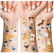 Cute Dog Temporary Tattoos - 66 Glitter Styles | Let's Pawty Puppy Birthday Party Supplies, Woof Party Favors