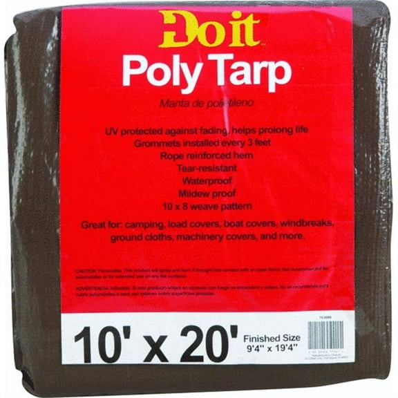 Do it Best 763660 Medium Duty Tarpaulin, 10X20, Brown/Green