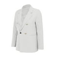 thumbnail image 5 of Uootdi Women's Tailored Double - Breasted Blazer Office Essential Long Sleeve Lapel Coat Workwear Trendy Solid Color Button - Up Jacket Versatile Fall Winter Outfit for Business Casual Looks, 5 of 6