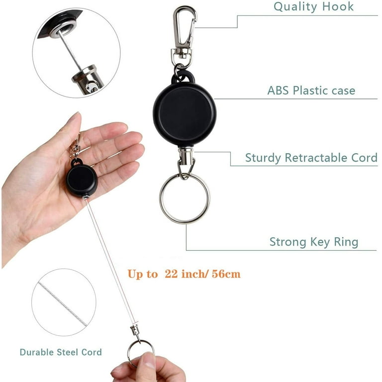 Retractable Key Chain,3 Pack Stainless Steel Wire Rope Retractable