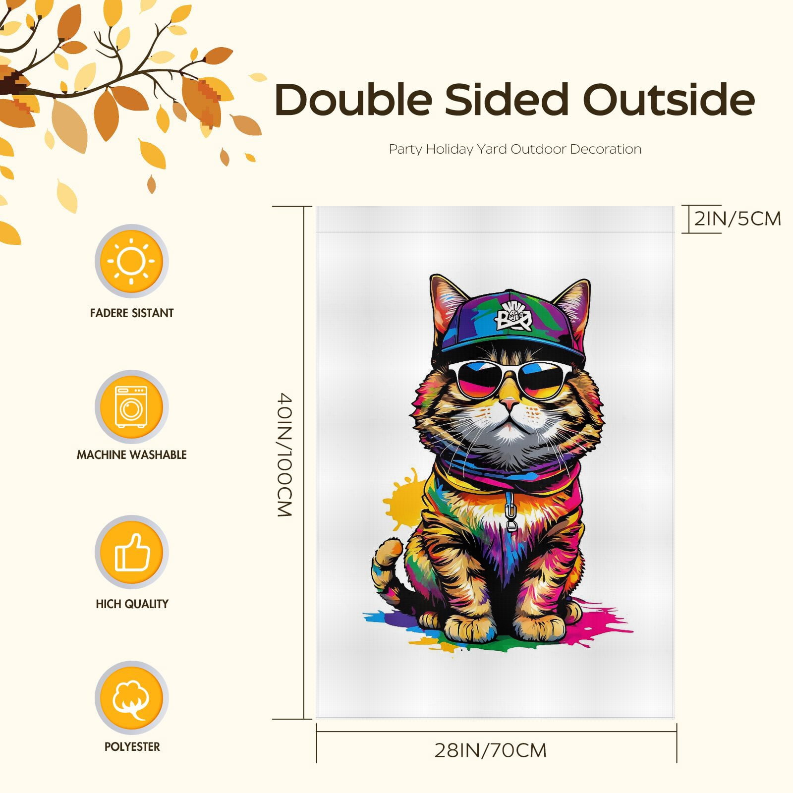 Cat Decoration Yard Flags for Yard Garden Farmhouse Front Door Deco Washable Kitten Cartoon Style Garden Flags for Outdoor Fluffy Cat Cute Cat Durable Garden Flag for Outdoor 28x40in