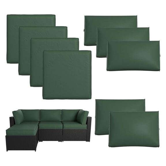 Patio Furniture Replacement Cushions for Outdoor Furniture Set of 4, Thick Patio Sofa Cushions for Outdoor Furniture, 9-Piece Splashproof Fade Resistant Cushions for Outdoor Couch, Green