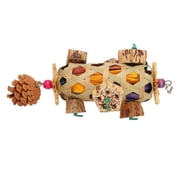 M Buder Parrot Foraging Chew Toys Woven Bamboo Basket Bite Resistant Chewing Toy with Nuts & Corn Husk for Bird Cages, Interactive Pet Bird Accessory, Multicolor, 9.45 inches / 24 cm