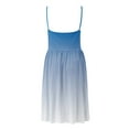 thumbnail image 4 of Summer Saving Wycnly Sundresses for Women Sleeveless V-Neck Gradient Print Knee-Length Dresses Beach Vacation Flowy Swing Spaghetti Strap Summer Dress Blue Up to 65% off, 4 of 4