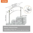 thumbnail image 3 of VEVOR Handrails for Outdoor Steps, Fit 1 or 3 Steps Outdoor Stair Railing, White Wrought Iron Handrail, Flexible Front Porch Hand Rail, Transitional Handrails for Concrete Steps or Wooden Stairs, 3 of 9