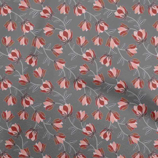 oneOone Cotton Poplin Gray Fabric Floral Sewing Craft Projects Fabric Prints By Yard 42 Inch Wide