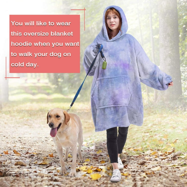 Tie Dye Wearable Blanket Hoodies with Sleeves and Huge Pockets Comfy Super Warm Blanket Sweatshirts Men and Women Oversized Blanket Hoodie