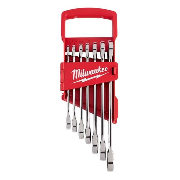 Milwaukee 48-22-9406 SAE Combination Ratcheting Wrench Mechanics Tool Set (7-Piece)