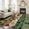 thumbnail image 3 of Area Rug for Living Room, Dark Sage Green Brown Non-Slip Indoor Large Carpet for Bedroom/Dining Room, Farmhouse Dog Paw Vintage Washable Low-Profile Rectangle Floor Runner Rugs - 6 x 9 Ft, 3 of 7