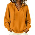 thumbnail image 2 of Yigetop Fall Sweaters for Women Loose Lightweight Knit Hoodie Pullover Versatile Spring Winter Casual Top X2_Orange S, 2 of 3