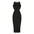 thumbnail image 4 of Birdeem Womens Round Neck Solid Color Temperament Sexy Open Waist Slim Fitting Dress, 4 of 8