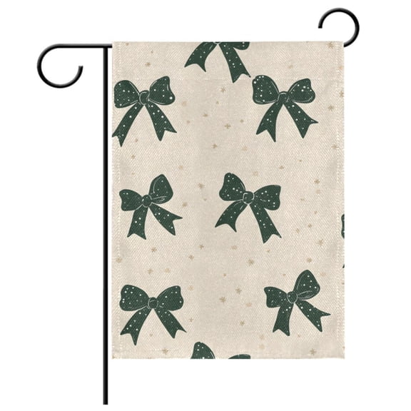 Ryvnso Green Bows Pattern Garden Flag 12x18 Inch Double Sided Seasonal Yard Decoration