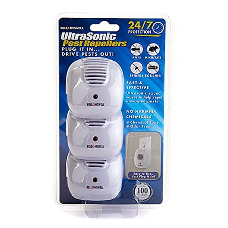 3 Pack Bell + Howell Ultrasonic Pest Repellers With Dust-To-Dawn Sensor