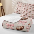 thumbnail image 4 of Erosebridal Football Print Quilt King for Boys Girls,Teens Sport Theme Pink Bowknot King Coverlet Set, 4 of 7