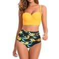 thumbnail image 1 of MKLEKYY Bikini Mujer Traje De Baño Women High Waisted Bikini Sexy Push Up Two Piece Swimsuits Vintage Swimsuit Two Piece Retro Ruched High Waist Print Bikini Set 1488, 1 of 4
