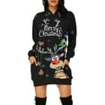 thumbnail image 4 of Femmes Hoodie Robe, Casual Skin Amical Porté Épaule Manches Pull Hoodie Sweatshirt Robe Libre Correspondant à la Maison Rouge, Gris, Bleu Foncé, Noir Vieil Homme, Rouge Vieil Homme, Noir Wapiti, 4 of 6