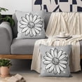 thumbnail image 2 of Gray Daisy Pillow Covers 16x16 Set of 2, White and Gray Outdoor Throw Pillow Covers Spring Summer Floral Pillowcase Accent Home Decorations Cushion Case for Living Room Bedroom, 2 of 6