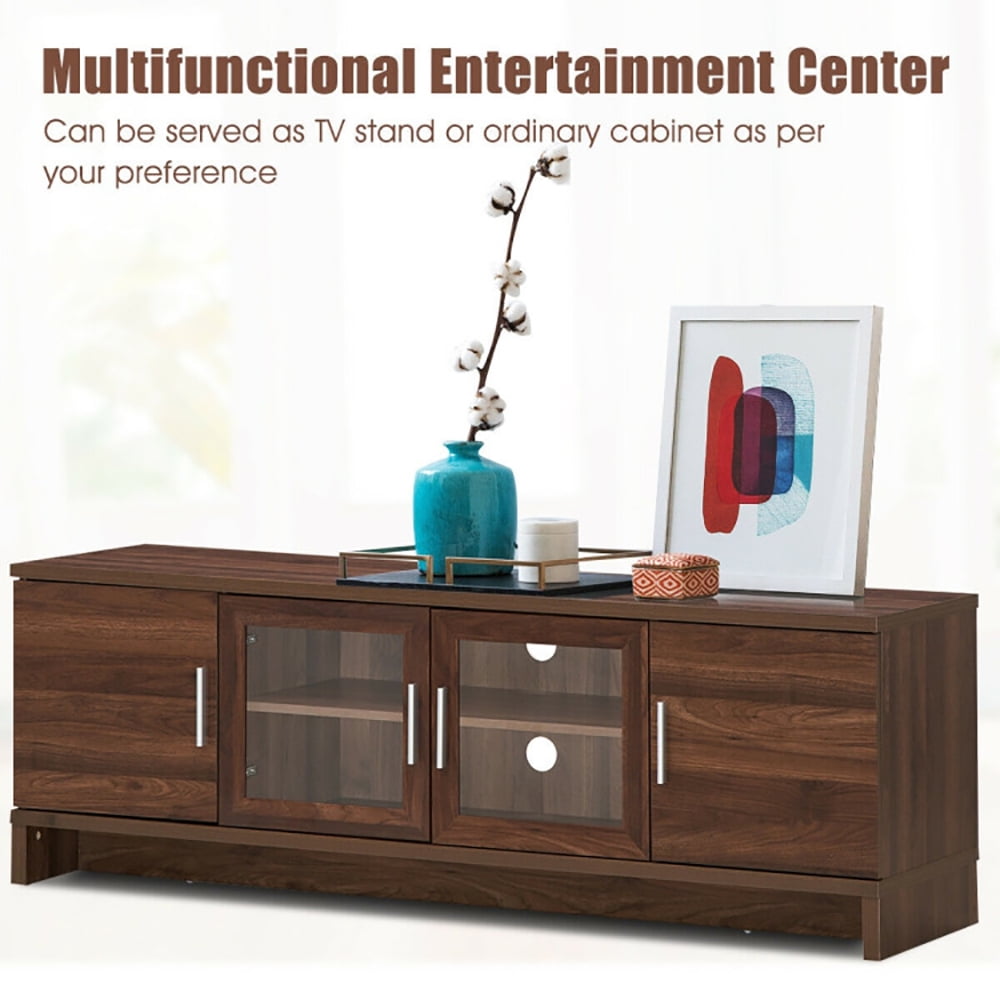 Finihen TV Stand, TV Cabinet, Media Entertainment TV Stand for TVs up to 70 Inches with Adjustable Shelf, Media Entertainment Center with Storage, for Living Room, Bedroom, Walnut