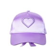 thumbnail image 3 of Wonder Nation Girls Baseball Hat, Purple Satin Heart Tie Back, 3 of 4