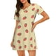 thumbnail image 1 of Fotbe Strawberries Bata de Dormir para Mujer con Estampado, Camisón de Algodón de Manga Corta, Ropa de Dormir Casual, 1 of 6