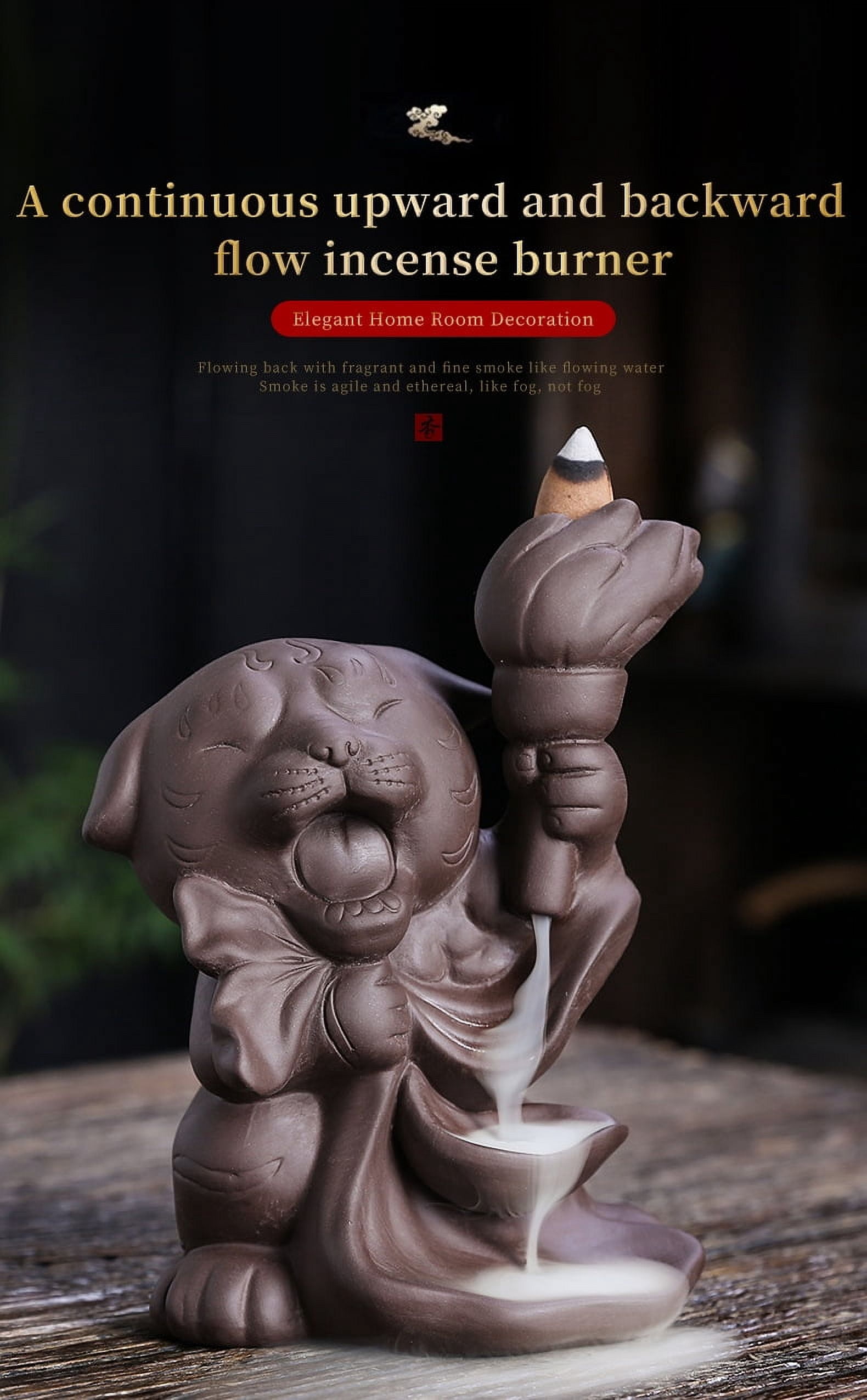 Smoke Waterfall Incense Holder Backflow Incense Burner Aroma Burner for Yoga/Meditation/Tea Ceremony/Home Living Room/Office Decoration