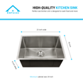 thumbnail image 5 of KBFmore Tight Radius 23 inch 16 Gauge Single Bowl Undermount Kitchen Sink with Sink Strainer, 5 of 9