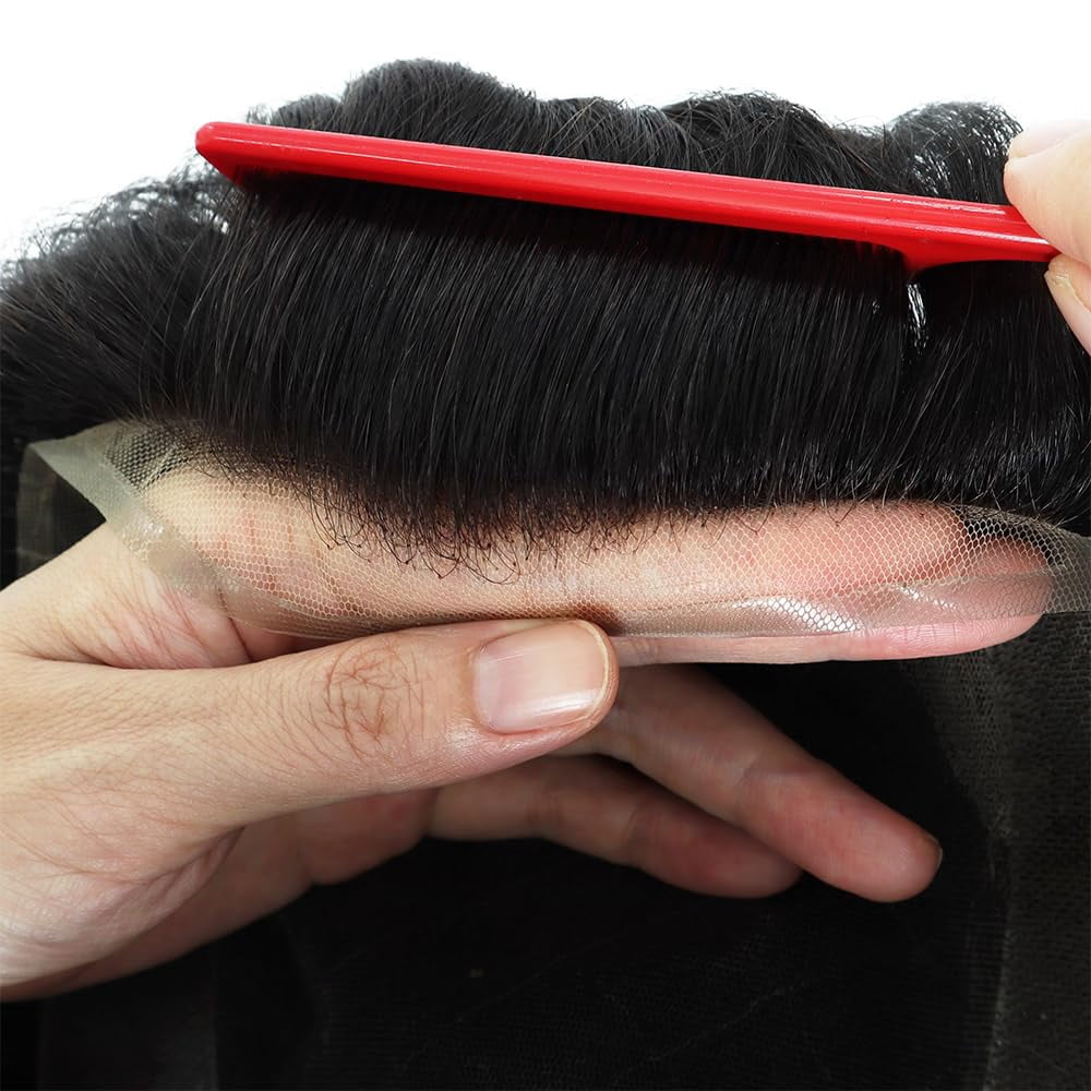 French Lace Men Toupee Hair Replacement 100% Human Hair System for Men Natural Looking Wig Hairpiece for Men
